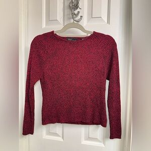 Valerie Red/Black Crew Neck Sweater Textured Knit, 75% Silk, 25% Rayon Size PL